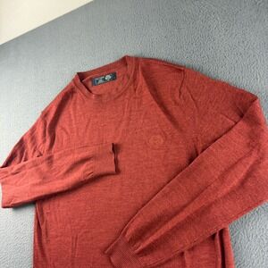 Paul Costelloe Sweater Men's M Red 100% Merino Wool Jumper Crew Neck Rust